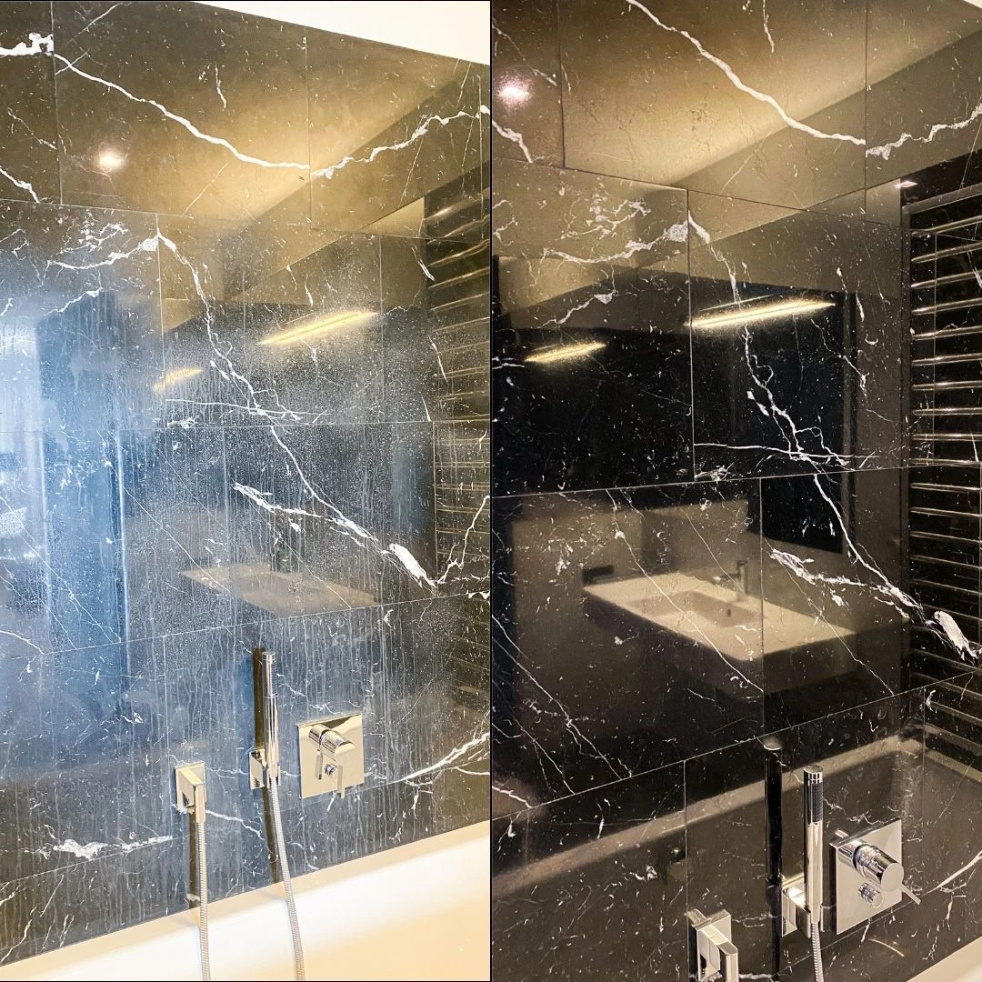 ściana z kamienia przed i po renowacji