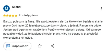 opinia klienta z google